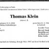 Klein Thomas 1892-1987 Todesanzeige